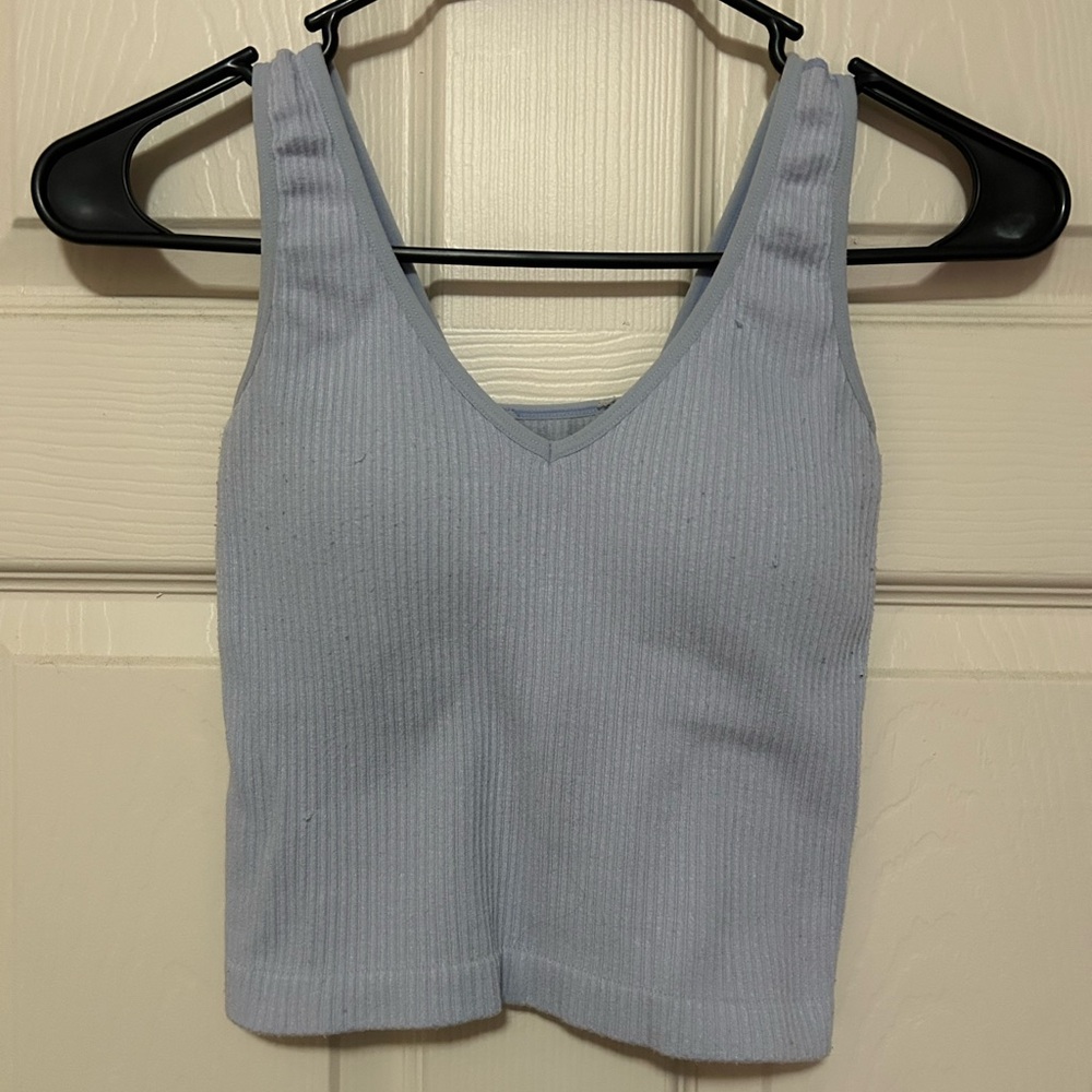 Urban Outfitters Blue Ribbed Crop Tank Top